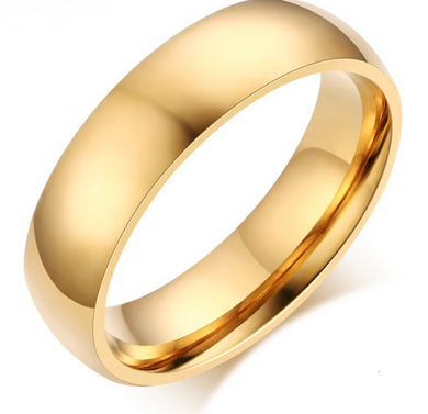 Polished Gold Stainless Steel Band Ring 316 L