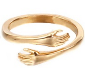 Womans Stainless Steel 18kt Gold Hands Ring