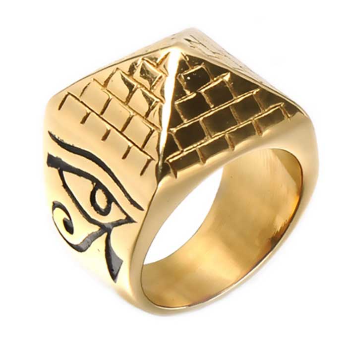 Pyramid Gold Stainless Steel Ring