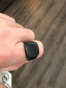 All Black Stainless Steel & Onyx Signet Ring - RAREBoutiques