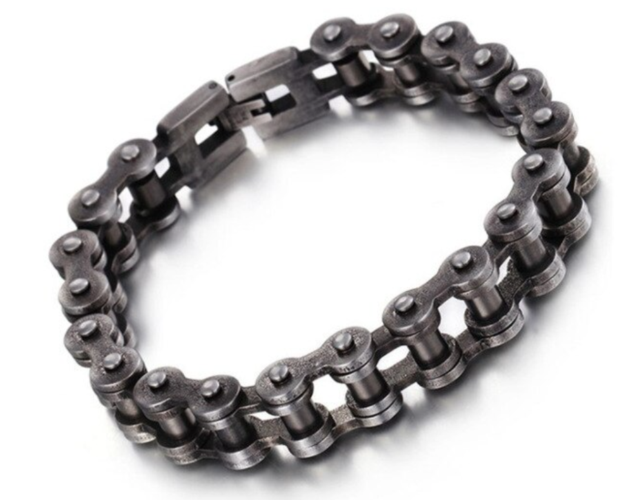 Stainless Steel 316L Bike Chain Bracelet Gun Metal Finish 14mm