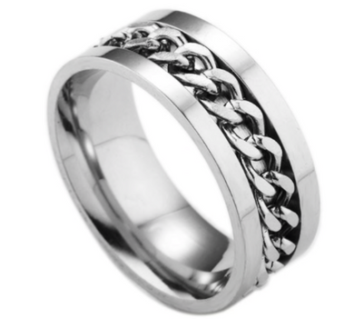 Stainless Steel Band - Spinner Cuban Link Ring
