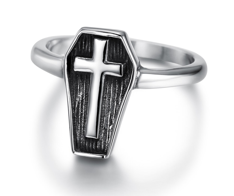 Womans Coffin Stainless Steel Ring