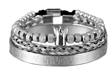 Stainless Steel Unisex  Crown / Roman numerals - Bracelet Set 3 Pieces