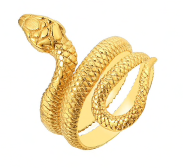 Stainless Steel Gold Snake Ring