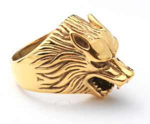 Gold Wolf - Stainless Steel Ring - RAREBoutiques