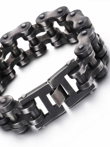 Stainless Steel 316L Bike Chain Bracelet - Gun Metal Finish 22mm Width - RAREBoutiques
