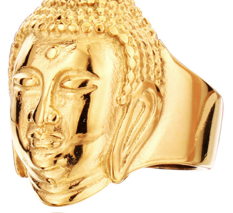 Buddha Stainless Steel Ring - Gold Tone - RAREBoutiques