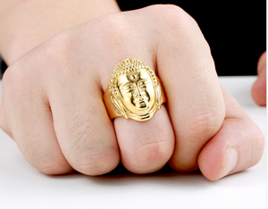 Buddha Stainless Steel Ring - Gold Tone - RAREBoutiques