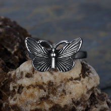 Womens Stainless Steel Butterfly Ring
