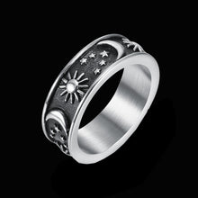 Uni-Sex Stainless Steel Moon & Stars Band Ring