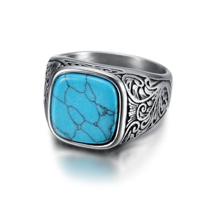 Stainless Steel Turquoise Howlite Signet ring