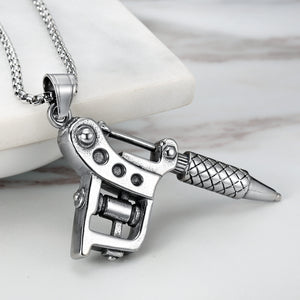 Stainless Steel Tattoo Machine Pendant - Style A